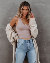 PREORDER - Seaboard Ribbed Knit Crop Tank - Vintage Brown Ins Street